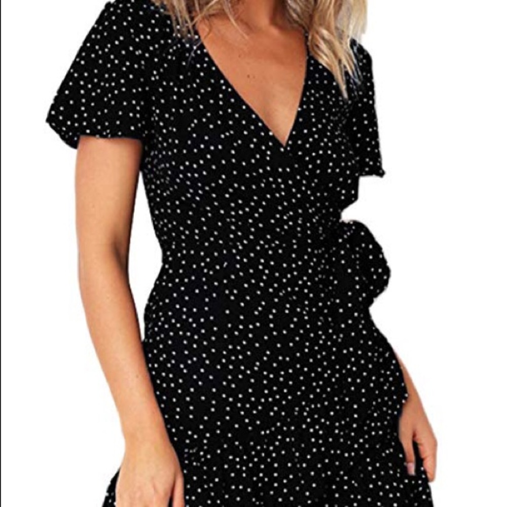 Polka dot wrap dress